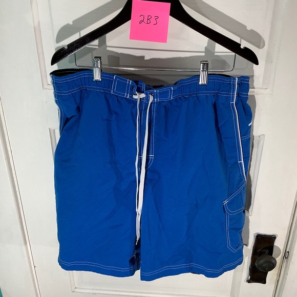 Speedo Swim Trunks Blue Swimsuit Shorts Elastic Waist XL‎ - Picture 1 of 6